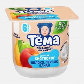 Биотворог Тема яблоко персик банан 4% 95г